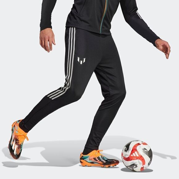 Adidas Messi Track Pants Men's M Soccer Sportswear Black Silver HR4352 Zippers